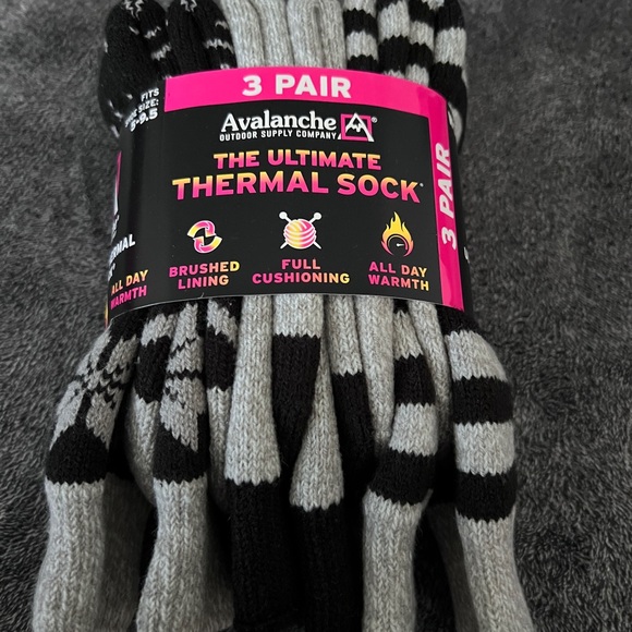 3 pairs . Avalanche women's Thermal Socks - Black and Gray - Picture 1 of 4